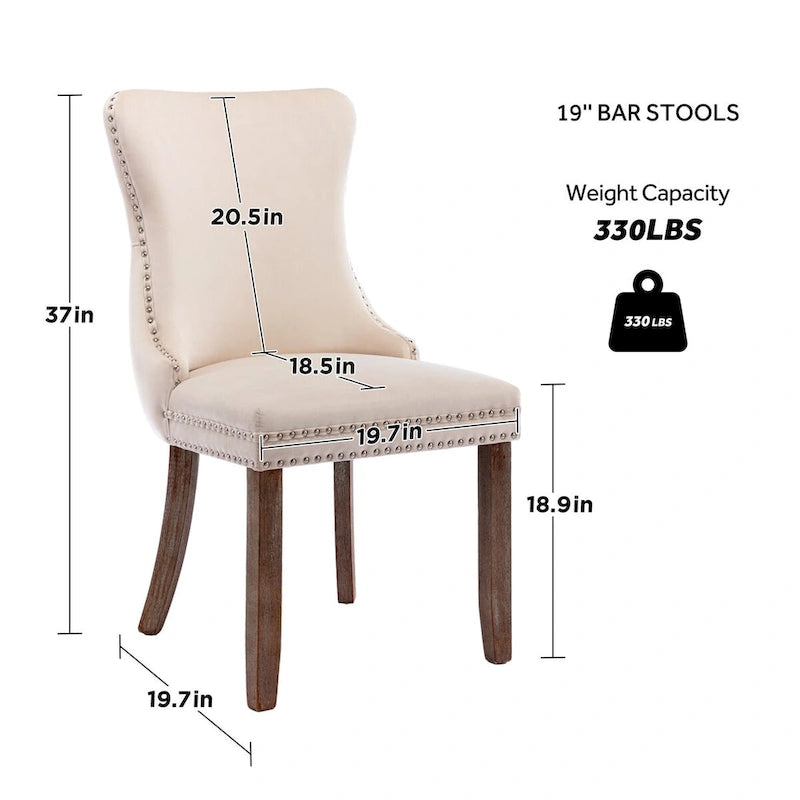 Ensemble de 2 chaises de salle à manger KATA à oreilles rembourrées en velours