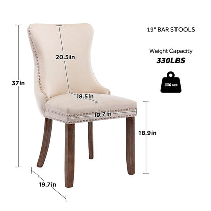 Ensemble de 2 chaises de salle à manger KATA à oreilles rembourrées en velours
