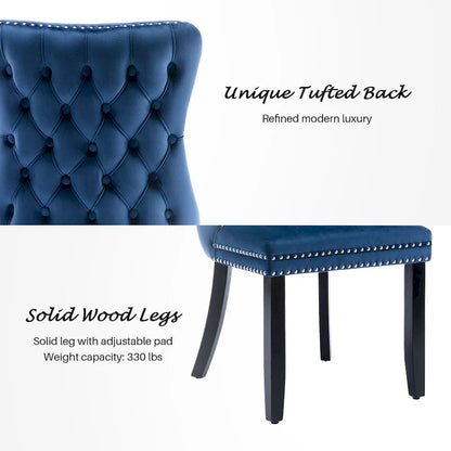 Ensemble de 2 chaises de salle à manger KATA à oreilles rembourrées en velours