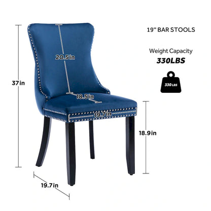 Ensemble de 2 chaises de salle à manger KATA à oreilles rembourrées en velours