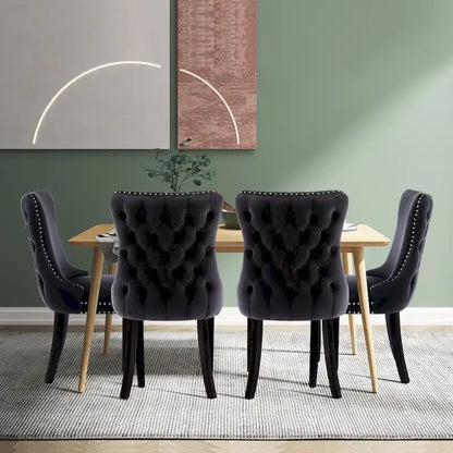 Ensemble de 2 chaises de salle à manger KATA à oreilles rembourrées en velours