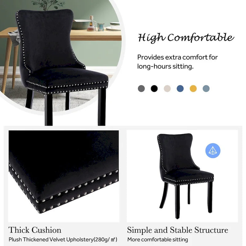 Ensemble de 2 chaises de salle à manger KATA à oreilles rembourrées en velours
