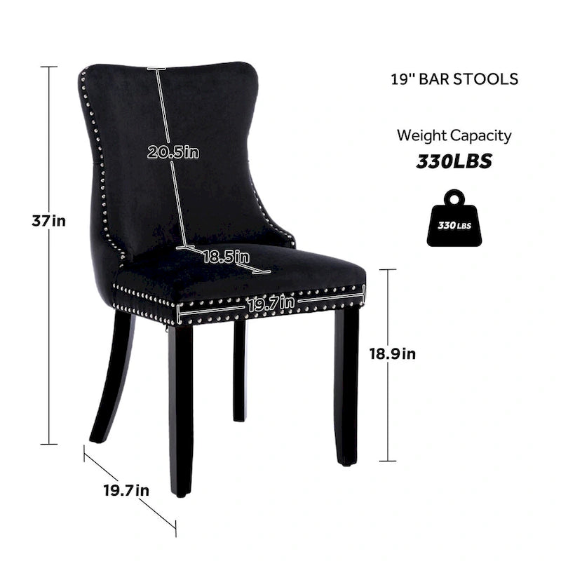 Ensemble de 2 chaises de salle à manger KATA à oreilles rembourrées en velours