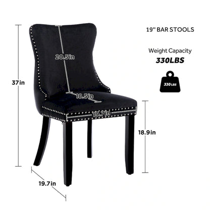 Ensemble de 2 chaises de salle à manger KATA à oreilles rembourrées en velours