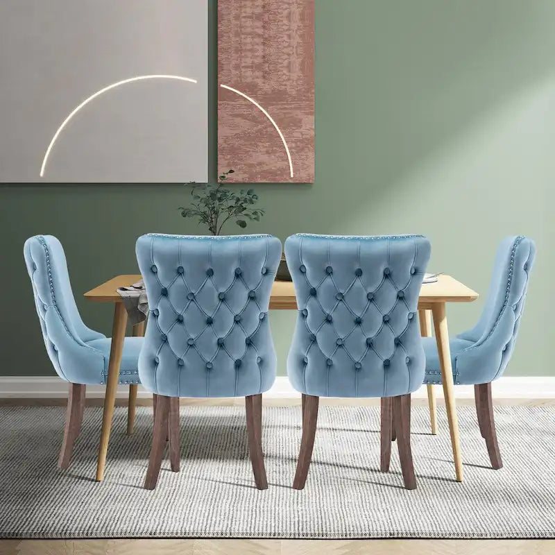 Ensemble de 2 chaises de salle à manger KATA à oreilles rembourrées en velours