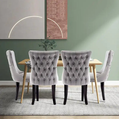 Ensemble de 2 chaises de salle à manger KATA à oreilles rembourrées en velours