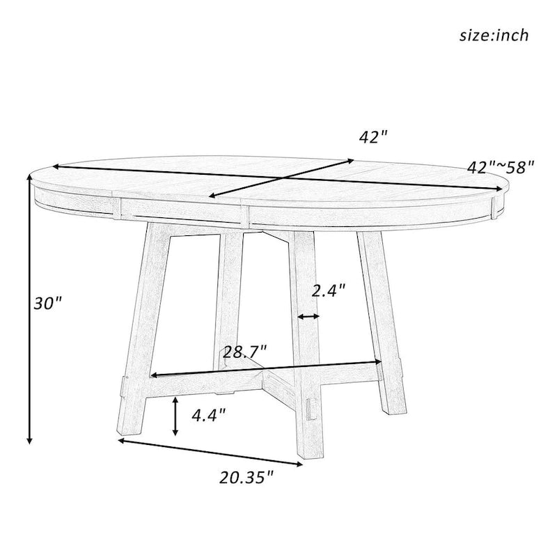 Ensemble de salle à manger de style campagnard 5 pièces avec table et 4 chaises extensibles