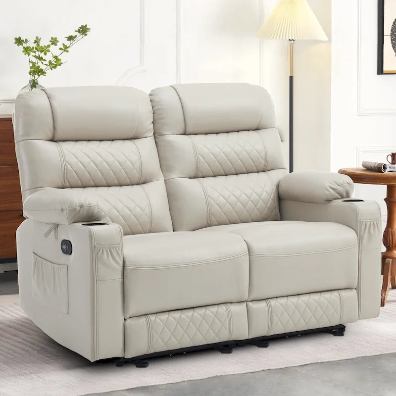 Canapé inclinable électrique MCombo, avec fonction chauffante et vibrante, ports USB et porte-gobelets PR622