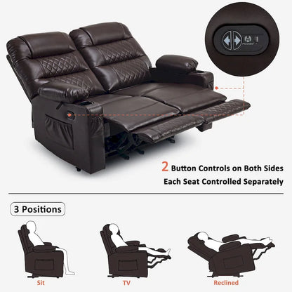 Canapé inclinable électrique MCombo, avec fonction chauffante et vibrante, ports USB et porte-gobelets PR622