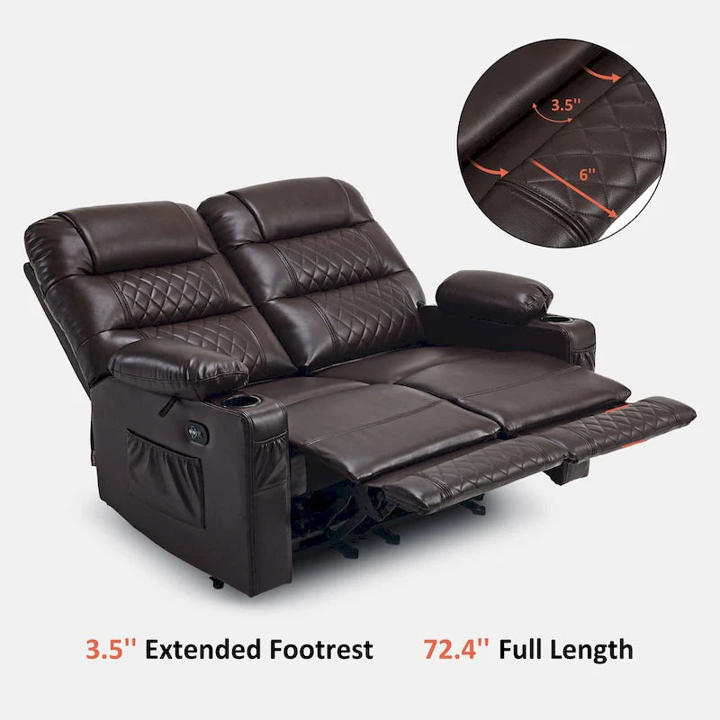 Canapé inclinable électrique MCombo, avec fonction chauffante et vibrante, ports USB et porte-gobelets PR622