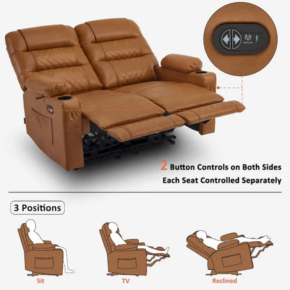 Canapé inclinable électrique MCombo, avec fonction chauffante et vibrante, ports USB et porte-gobelets PR622