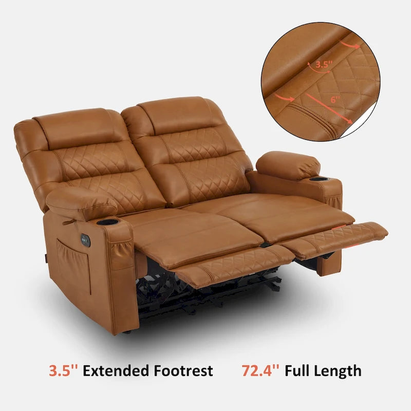 Canapé inclinable électrique MCombo, avec fonction chauffante et vibrante, ports USB et porte-gobelets PR622