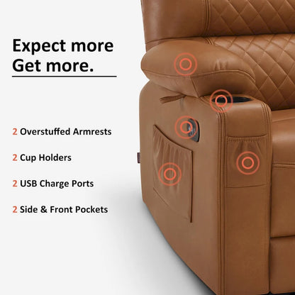 Canapé inclinable électrique MCombo, avec fonction chauffante et vibrante, ports USB et porte-gobelets PR622