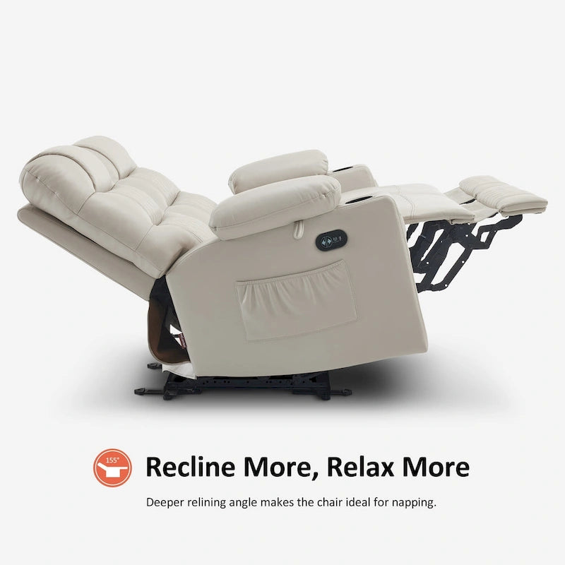 Canapé inclinable électrique MCombo, avec fonction chauffante et vibrante, ports USB et porte-gobelets PR622