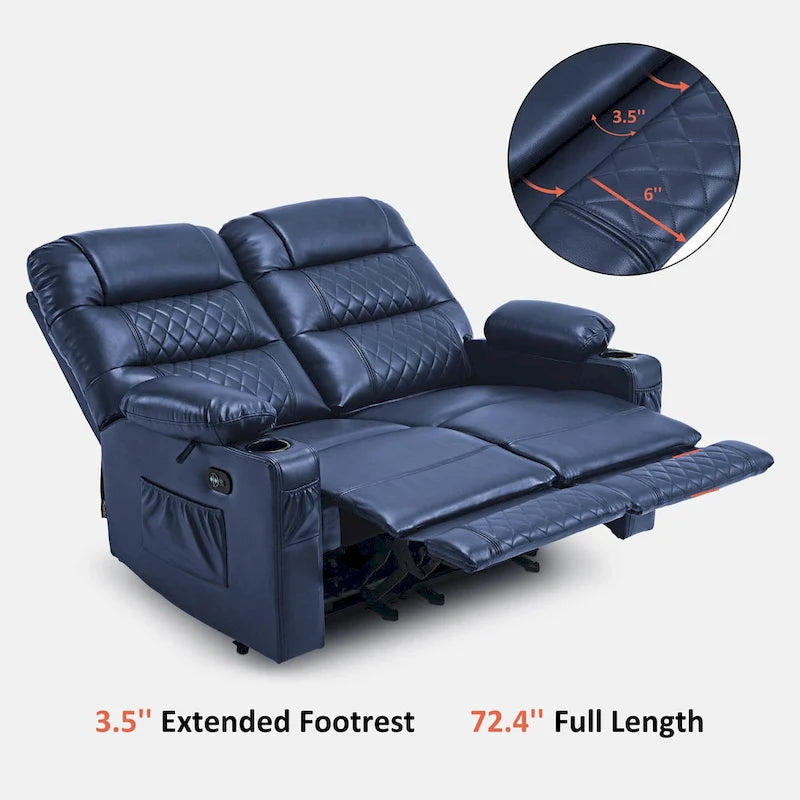 Canapé inclinable électrique MCombo, avec fonction chauffante et vibrante, ports USB et porte-gobelets PR622