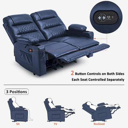 Canapé inclinable électrique MCombo, avec fonction chauffante et vibrante, ports USB et porte-gobelets PR622