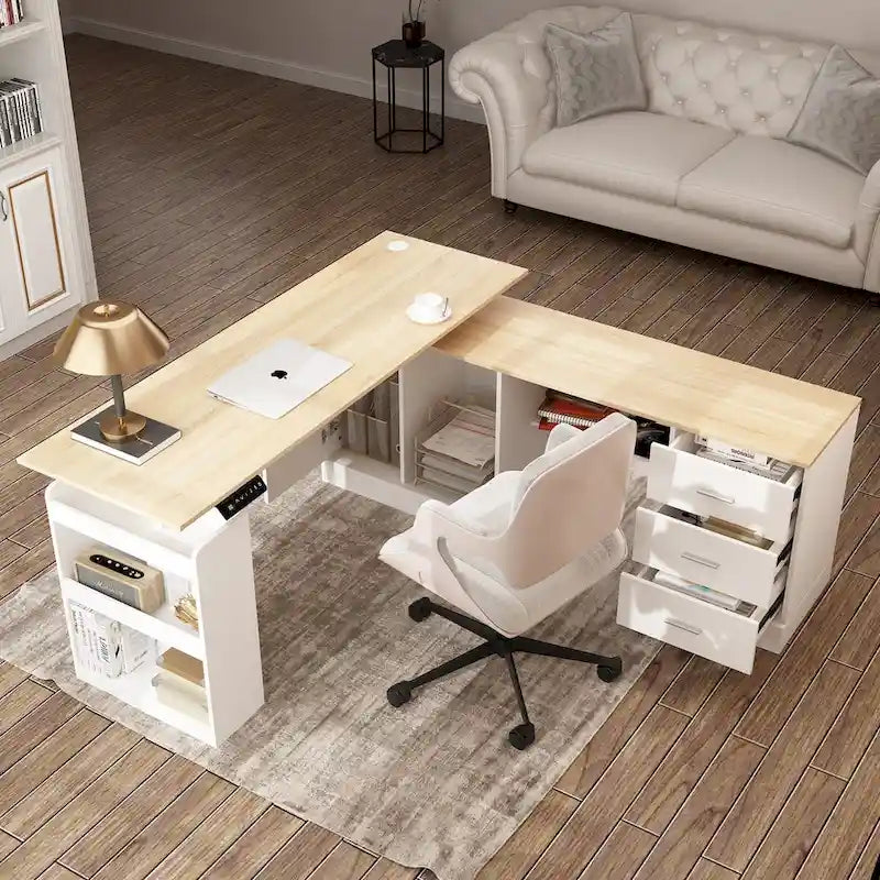 Bureau ergonomique réglable en hauteur avec rangement