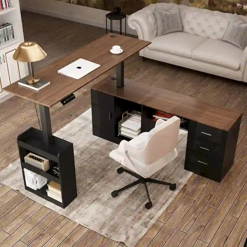 Bureau ergonomique réglable en hauteur avec rangement