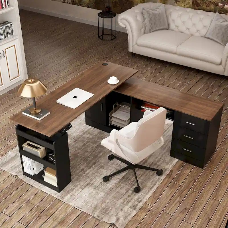 Bureau ergonomique réglable en hauteur avec rangement