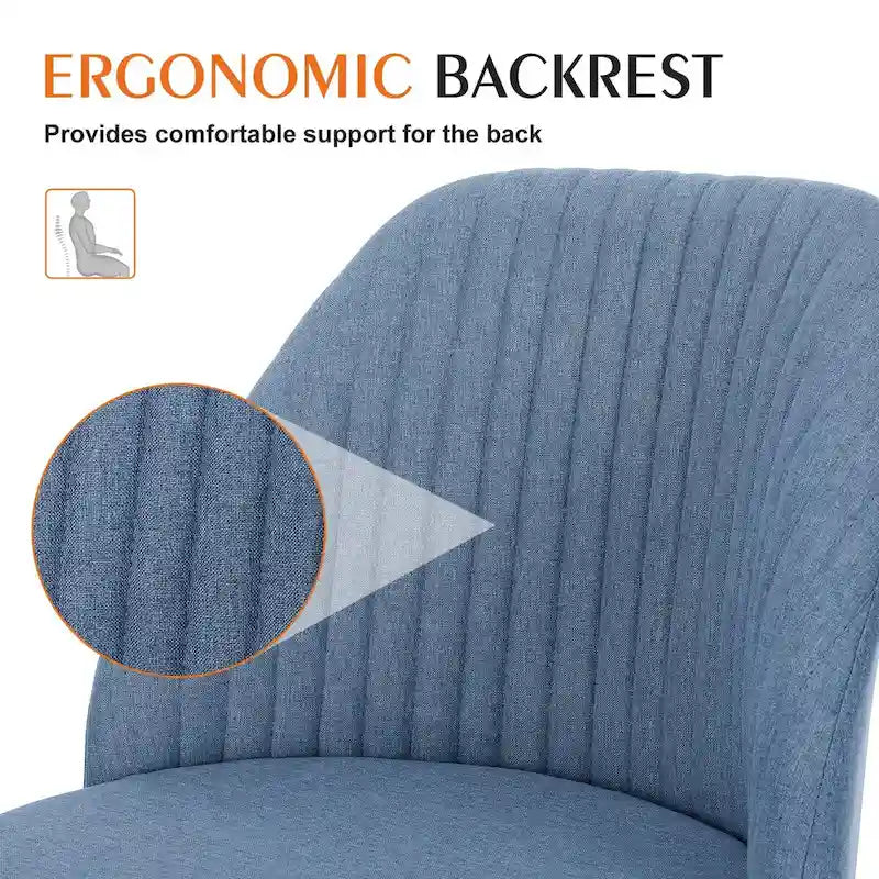 Chaise de bureau sans accoudoirs avec roulettes, pivotante et réglable, idéale pour les petits espaces.
