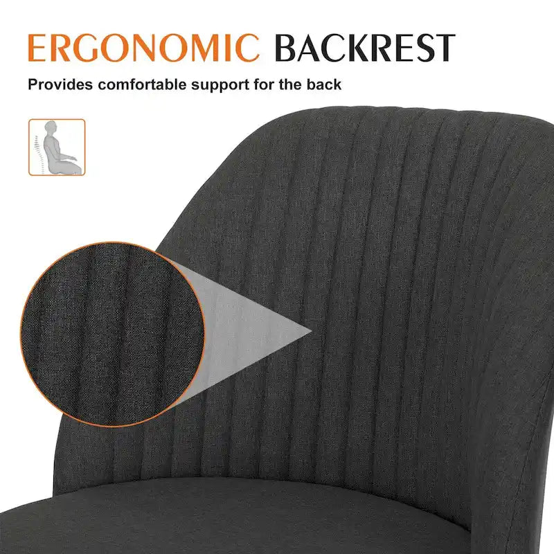 Chaise de bureau sans accoudoirs avec roulettes, pivotante et réglable, idéale pour les petits espaces.