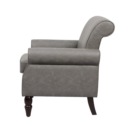 Fauteuil d'appoint en polyuréthane avec accoudoirs roulés et garniture cloutée (lot de 2)