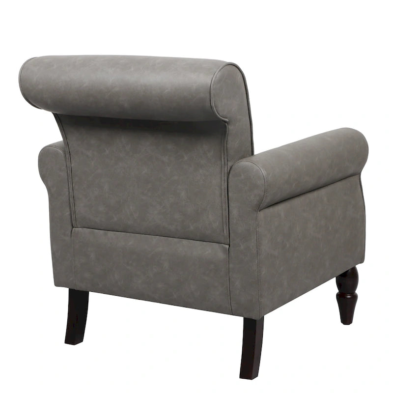Fauteuil d'appoint en polyuréthane avec accoudoirs roulés et garniture cloutée (lot de 2)