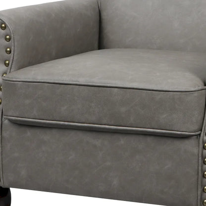 Fauteuil d'appoint en polyuréthane avec accoudoirs roulés et garniture cloutée (lot de 2)
