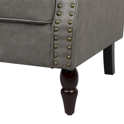 Fauteuil d'appoint en polyuréthane avec accoudoirs roulés et garniture cloutée (lot de 2)