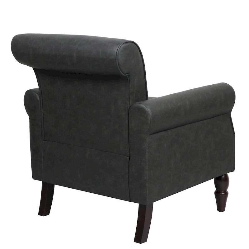 Fauteuil d'appoint en polyuréthane avec accoudoirs roulés et garniture cloutée (lot de 2)