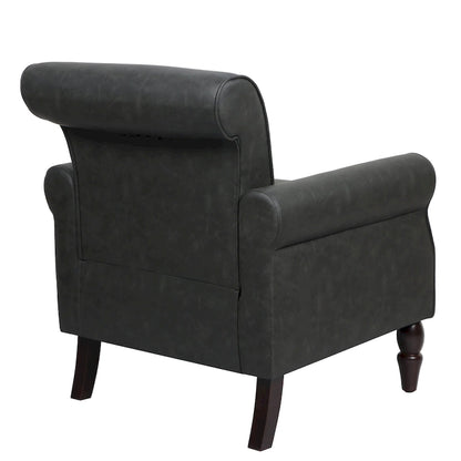 Fauteuil d'appoint en polyuréthane avec accoudoirs roulés et garniture cloutée (lot de 2)