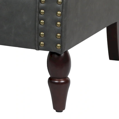 Fauteuil d'appoint en polyuréthane avec accoudoirs roulés et garniture cloutée (lot de 2)