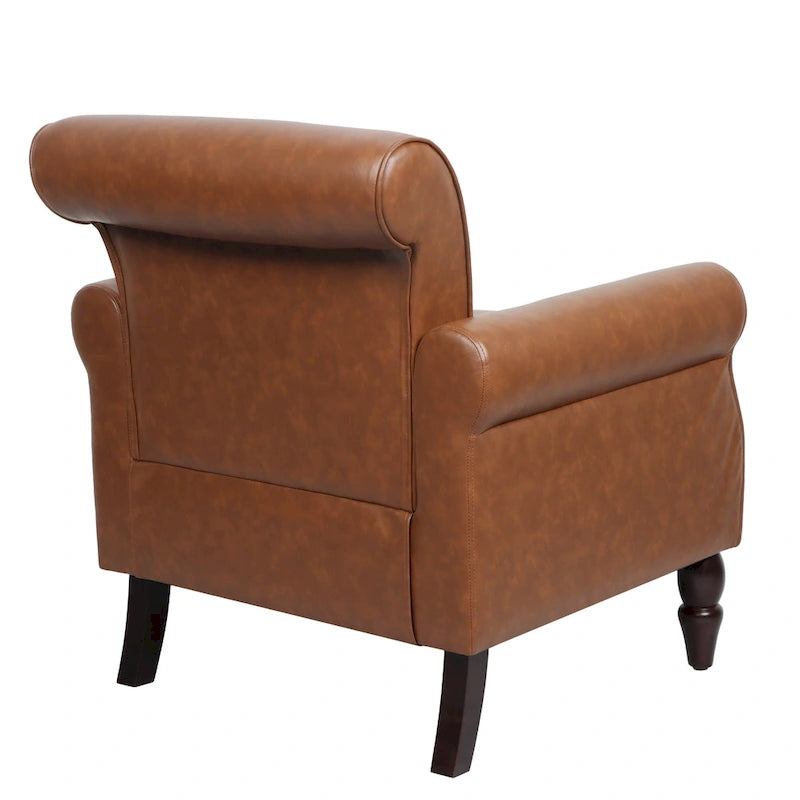 Fauteuil d'appoint en polyuréthane avec accoudoirs roulés et garniture cloutée (lot de 2)