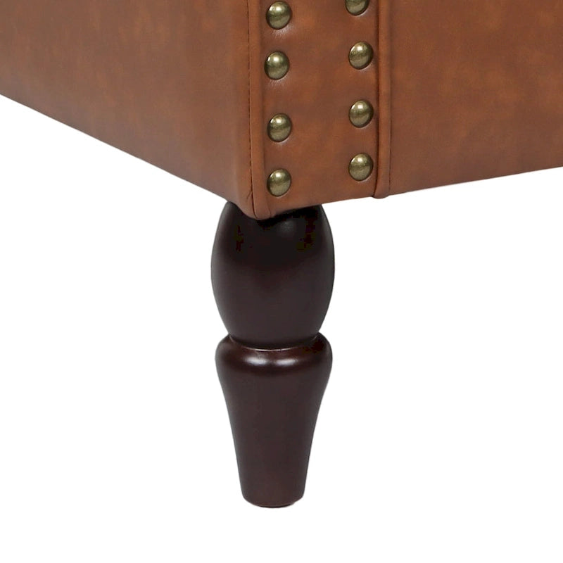 Fauteuil d'appoint en polyuréthane avec accoudoirs roulés et garniture cloutée (lot de 2)