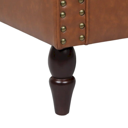Fauteuil d'appoint en polyuréthane avec accoudoirs roulés et garniture cloutée (lot de 2)