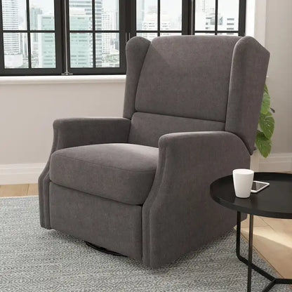 Fauteuil berçant pivotant à dossier inclinable manuel, rembourré et à oreilles
