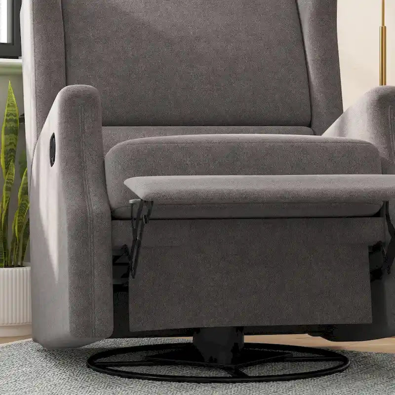 Fauteuil berçant pivotant à dossier inclinable manuel, rembourré et à oreilles