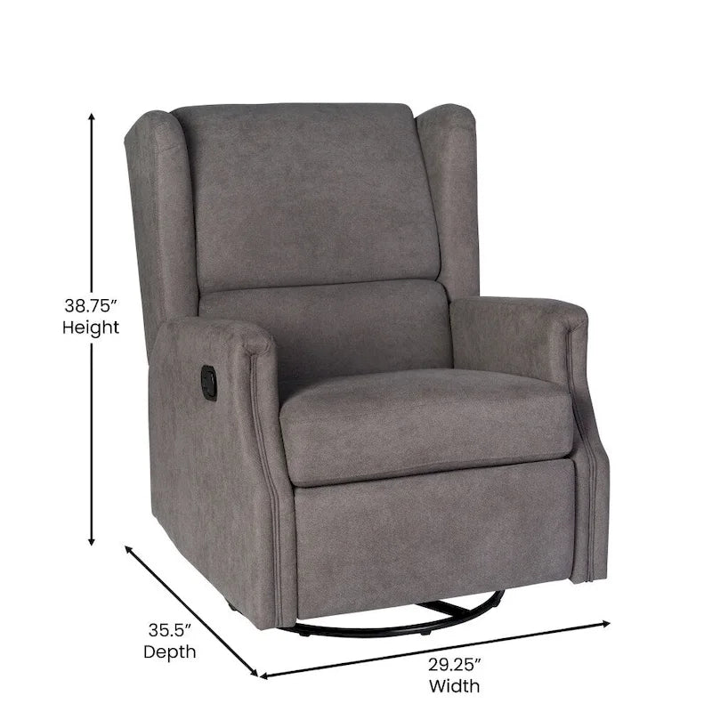 Fauteuil berçant pivotant à dossier inclinable manuel, rembourré et à oreilles