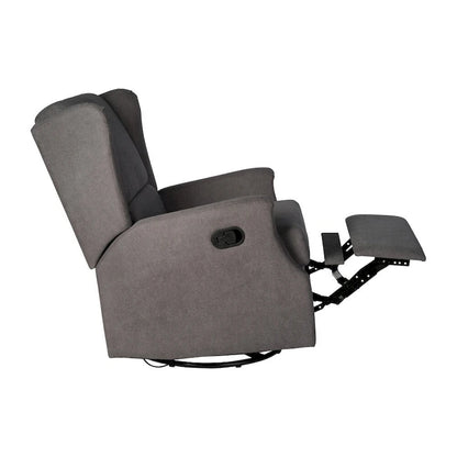 Fauteuil berçant pivotant à dossier inclinable manuel, rembourré et à oreilles