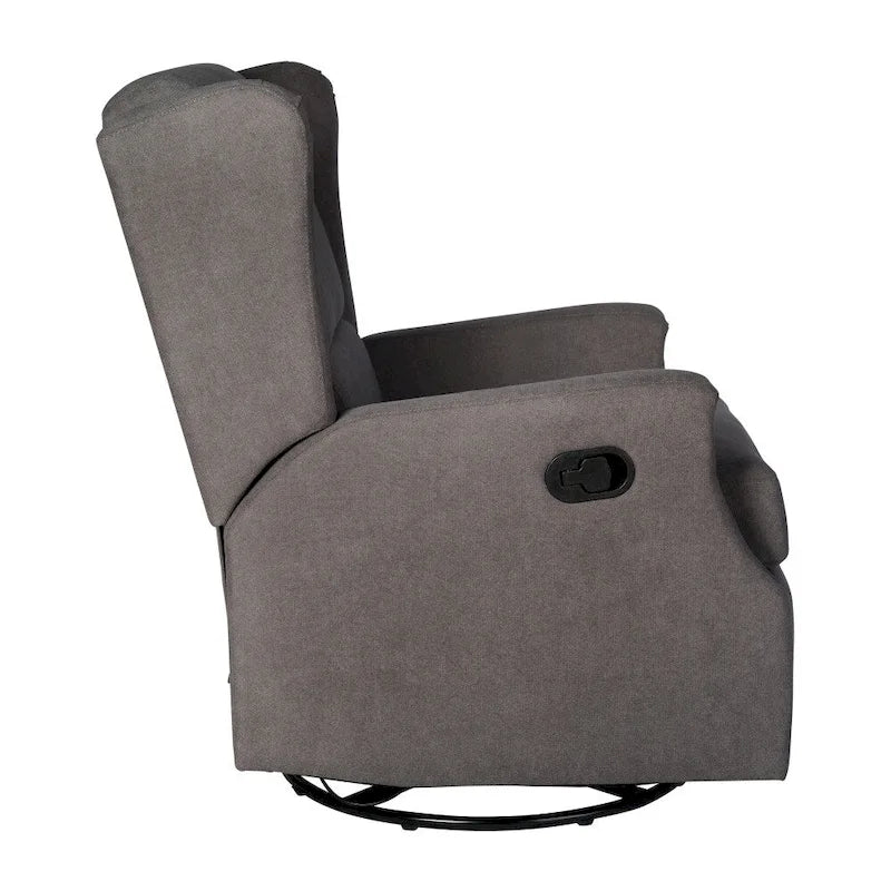 Fauteuil berçant pivotant à dossier inclinable manuel, rembourré et à oreilles