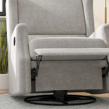 Fauteuil berçant pivotant à dossier inclinable manuel, rembourré et à oreilles