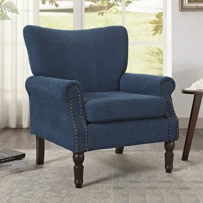 Fauteuil COZYMAN moderne en bois massif, revêtu de tissu/simili cuir, idéal pour le salon