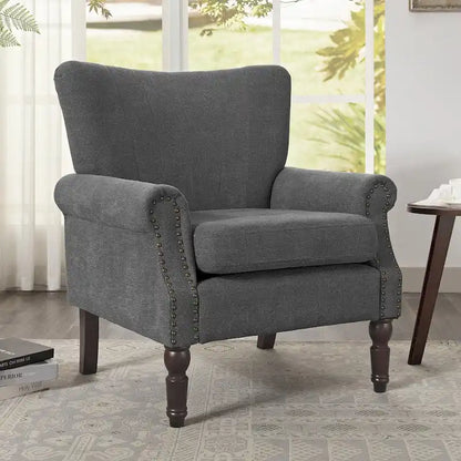 Fauteuil COZYMAN moderne en bois massif, revêtu de tissu/simili cuir, idéal pour le salon