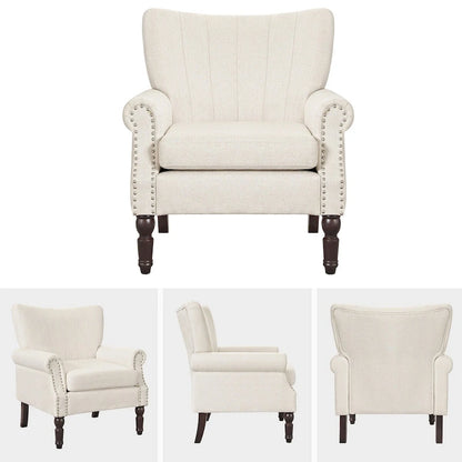Fauteuil COZYMAN moderne en bois massif, revêtu de tissu/simili cuir, idéal pour le salon