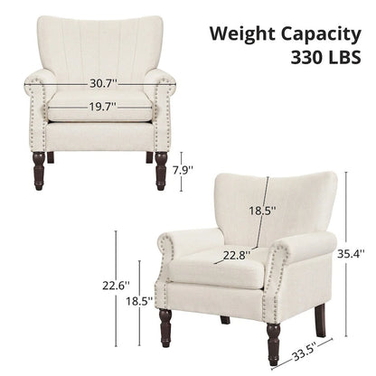 Fauteuil COZYMAN moderne en bois massif, revêtu de tissu/simili cuir, idéal pour le salon
