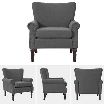 Fauteuil COZYMAN moderne en bois massif, revêtu de tissu/simili cuir, idéal pour le salon
