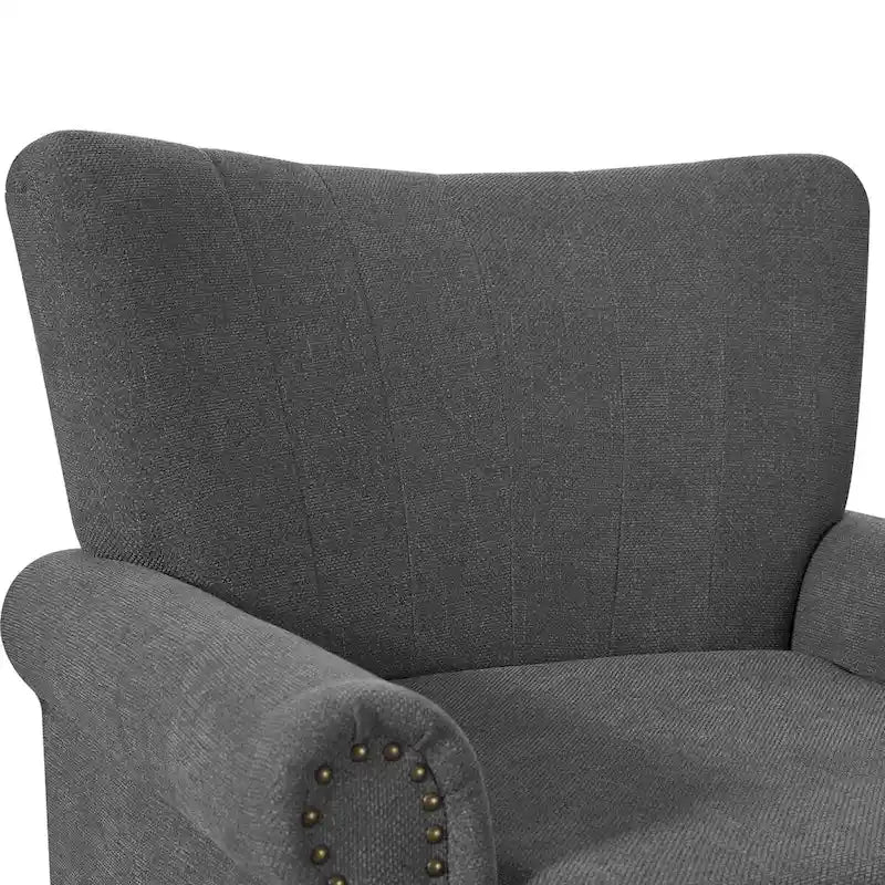 Fauteuil COZYMAN moderne en bois massif, revêtu de tissu/simili cuir, idéal pour le salon
