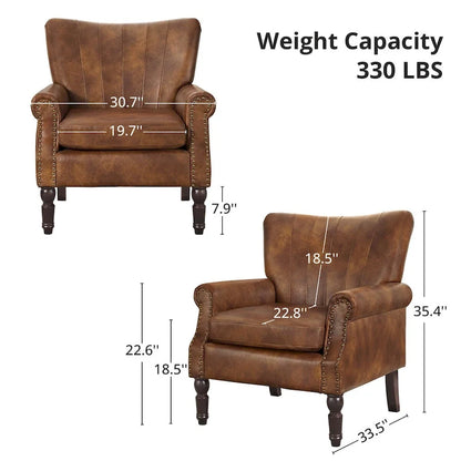 Fauteuil COZYMAN moderne en bois massif, revêtu de tissu/simili cuir, idéal pour le salon