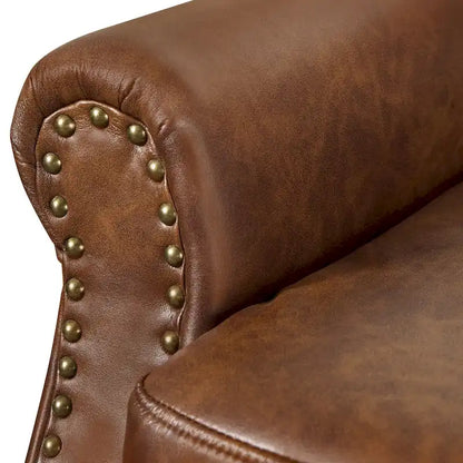 Fauteuil COZYMAN moderne en bois massif, revêtu de tissu/simili cuir, idéal pour le salon