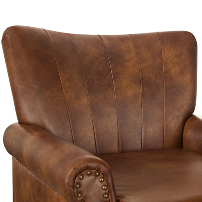 Fauteuil COZYMAN moderne en bois massif, revêtu de tissu/simili cuir, idéal pour le salon
